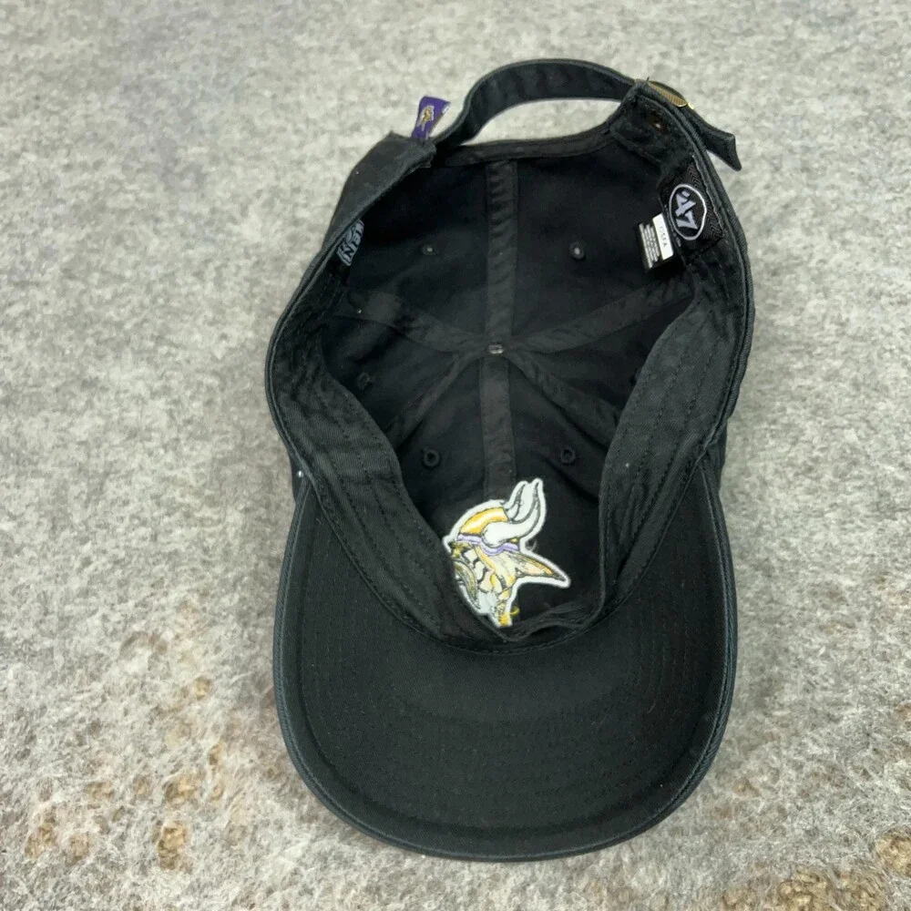 Minnesota Vikings Hat Cap Strap Back Black NFL Football Mens One Size‎ 47 OSFA